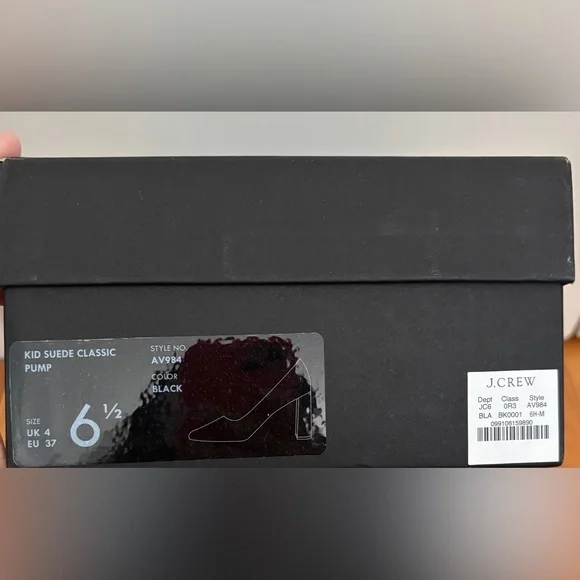 New in box J. Crew Black Kid Suede Classic stacked Heel Pumps (6) - Picture 2 of 10